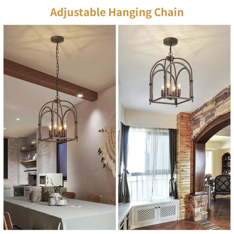 Dope Vintage Lantern Pendant Light Black Metal Cage Farmhouse Chandelier With E26 Socket hanging in kitchen and hallway