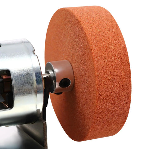 Mini Electric Belt Sander And Knife Sharpener Loaded With A Kickass 96W Brushless Motor Chugging 6000 RPM showing a close-up of the sanding disc.