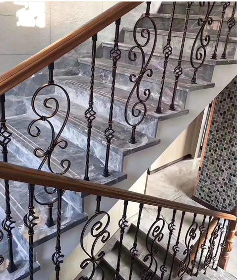 Top Shelf Bronze Wrought Iron Balusters 25 Pack 95Cm Height Anti Rust Railing Spindles for elegant stair banister.