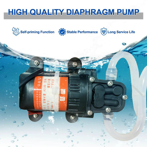 High quality diaphragm pump submerged in water with self-priming function and stable performance features displayed