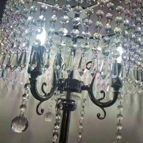 Close-up of crystal accents on Crystal Floor Lamp With Chrome Finish, Tall Standing Light For Living Room, Bedroom, Office, 59 Inch Tall