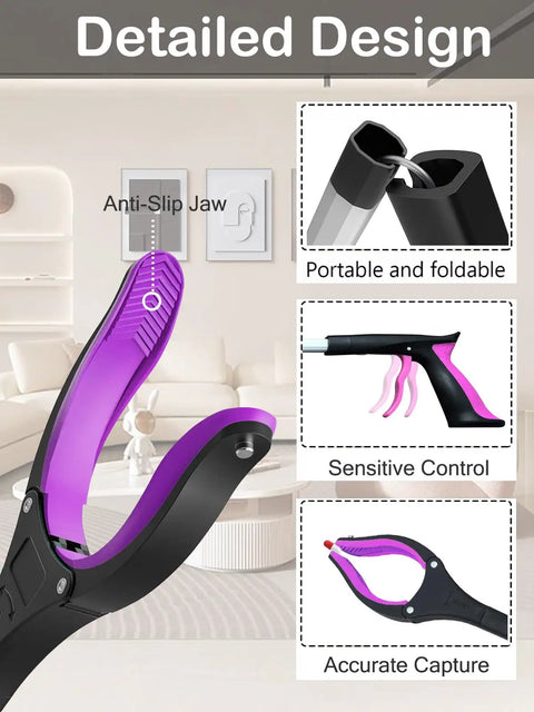 3 Pack 32 Inch Grabber Reacher Tool Set With Foldable Handle, Ergonomic Grip, 360 Degree Swivel Anti Slip Jaw, Magnetic Tip, Lightweight Trash Picker Reachers For Easy Cleanup And Hard To Reach Spots