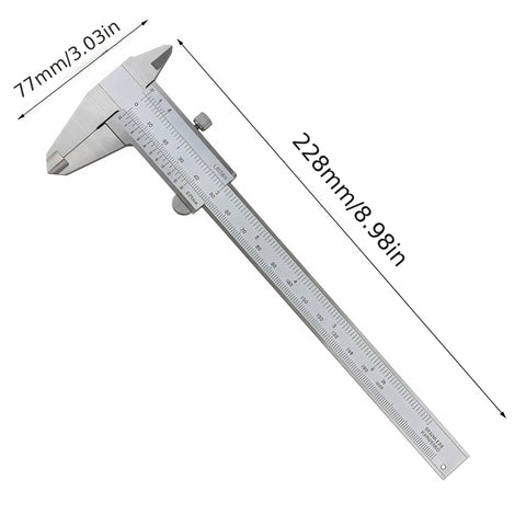 Pro Grade Stainless Steel Vernier Caliper 0-150mm 0-6 Inch with Laser-Etched Scales on white background
