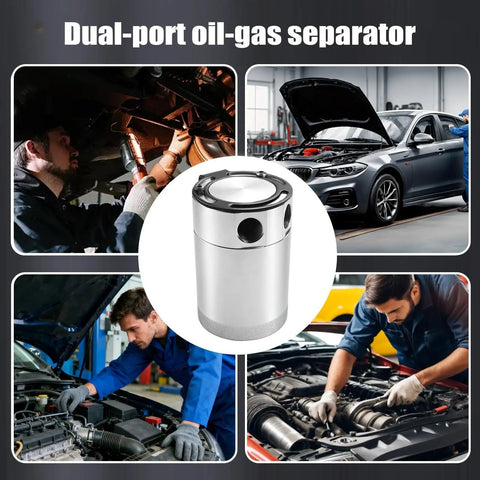 Heavy Duty Dual Port Oil Catch Can For Engine Performance, 300ml aluminum separator for trapping oil vapors.