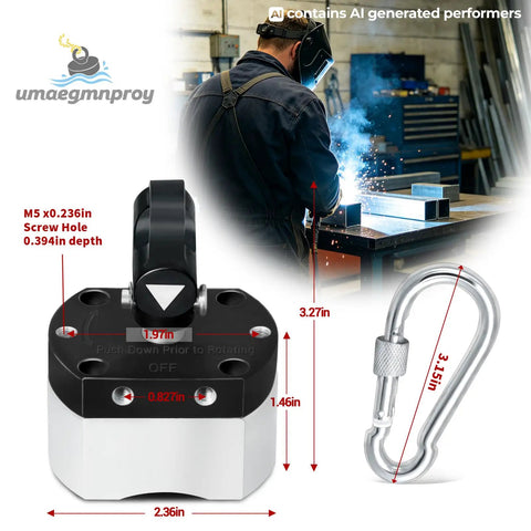 Heavy Duty 180 Lb Switch Magnet Features A Rock Solid 5 Sided Magnetic Grip Made For Welding Woodworking Shop Setup And Cabinet Installations That Really Locks In Tight on a workbench with welder.