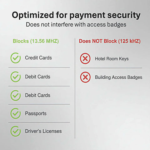 RFID Blocking Card 2 Pack For Wallet Defense And Travel Safety Shield Your Credit Debit ID And Passport From 13 56 MHz NFC Signals chart