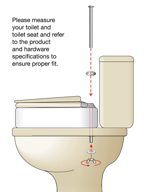 Installation guide for Raised Toilet Seat Riser With Padded Aluminum Arms For Support 3.5 Inch Lift Fits Most Standard Round Toilets