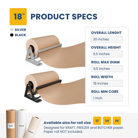Flawless One Hand Paper Roll Dispenser And Cutter Lets You Slice Kraft Freezer Butcher Paper Up To 1000 Feet Effortlessly with specifications.