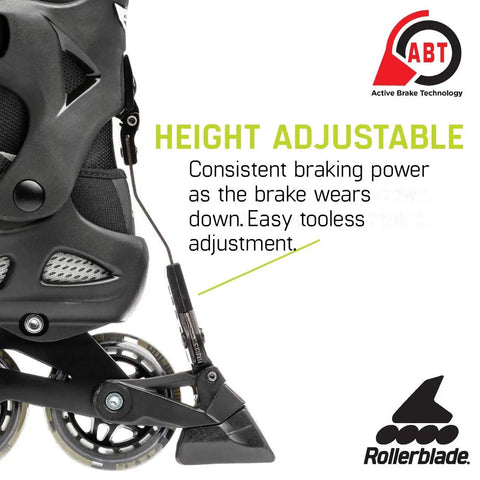 Close-up of Macroblade 80 ABT Womens Fitness Inline Skates For Training And Casual Rides Glacier Grey Mint braking system.