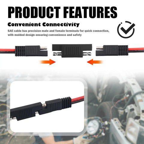 12AWG SAE Connector Kit 2 Pack Tough As Nails Built To Last Heavy Duty Bullet Lead 2 Wire Quick Disconnect Extension Cable