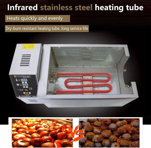 Infrared stainless steel heating tube for Straight Up Heavy Duty Commercial Electric Nut Roaster With Digital Temperature And Timer Controls.