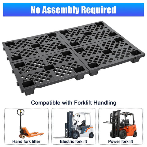 Heavy Duty Plastic Pallets 8 Piece Set With Ventilated Grid Design For Airflow Interlocking And Stackable HDPE Platform shown