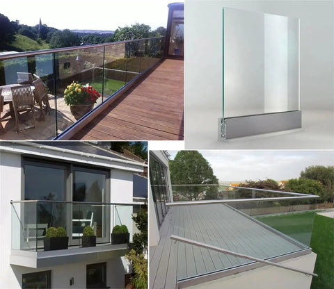 Top Shelf Frameless Glass Deck Railing System With Rock Solid Aluminum U Channel Base Track For Balcony Stairs And Pool Fencing Fits Tempered Glass nice and tight.