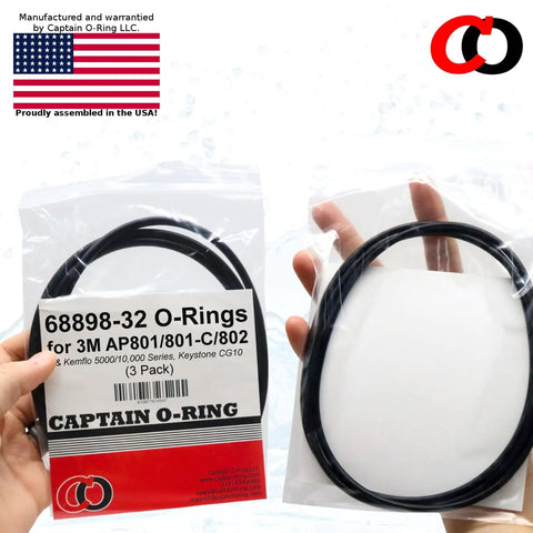 Three Pack Replacement O Rings For 3M AP801 AP801C AP802 And KemFlo 5000 And 10000 Series Water Filter Housings 68898 32 68898 31 Leak Repair Kit Easy Install For Quick Leak Free Performance package with two visible o-rings.