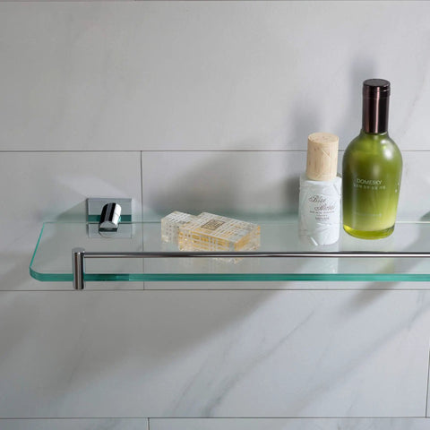 Ventus Bathroom Shelf Chrome Finish With Glass Inset Solid Brass Construction Rust Resistant Keeps Your Toiletries Organized And Off The Counter Wall Mounted Storage For Small Bathrooms Lifetime Limited Warranty