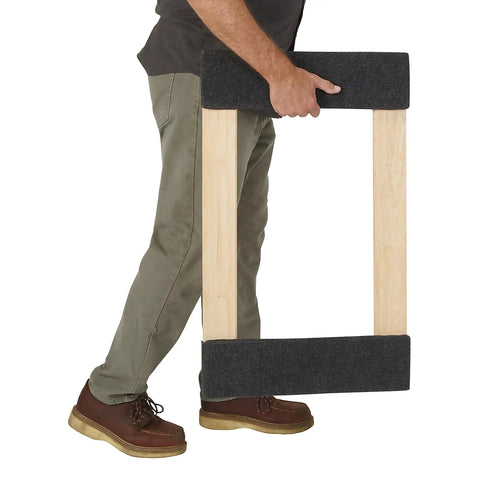 Heavy Duty Moving Dolly Featuring Tough As Nails Hardwood Platform And Smooth Riding Nonmarking Rubber Casters For Zero Hassle Furniture Hauling Up To 1000 Pounds, shown being lifted.