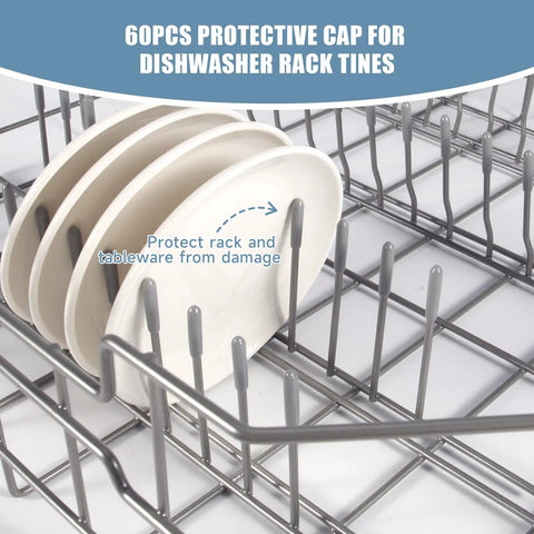 Replacement Lower Rack For GE Dishwashers That Fits WD28X34744 WD28X26099 And Other Compatible Part Numbers Durable No-Fuss Install Heavy Duty Rack For Safe Stable Dish Cleaning, 60-piece tine caps
