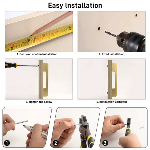 Installation guide for Dope 10 Inch Center Hole Brass Bar Cabinet Pulls Set Five Handles Modern Cupboard Dresser Hardware With M4 Screws Includes Pack Overall Length 11.81 Inches Extra Screws Included In Box For Easy Install