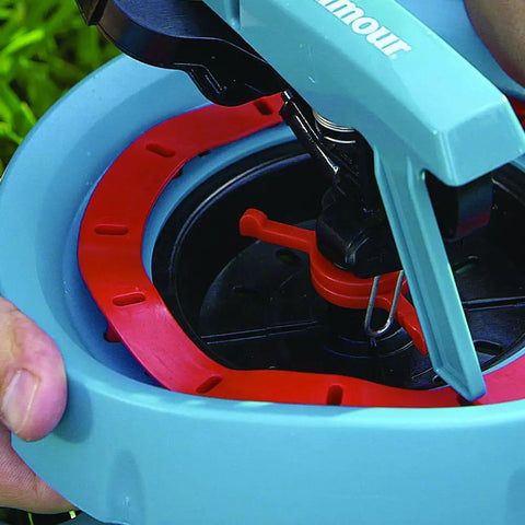 Close-up of Impulse Polymer Sled Base Sprinkler With Adjustable Pattern Master Circular Coverage, showing collar adjustment