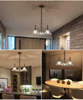 3 Light Modern Pendant Chandelier Ceiling Lamp With Glass Shade for Dining Room Kitchen Entryway, brass finish