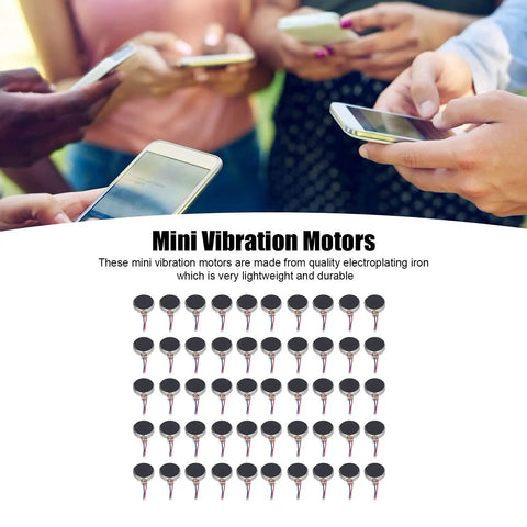 Tiny 50Pcs Mini Vibration Motors Set, DC 3V 10x2.7mm Low Noise Micro Vibrating Motors for Watches and Mobile Phones displayed