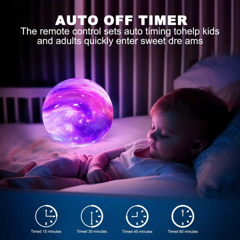 Sleeping child with Moon Lamp Galaxy Light 6 Inch With 16 Color LED 3D Moon Illusion Remote And Touch Control Dope Lava Night Light