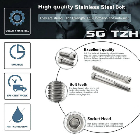 High quality Stainless Steel bolts with socket heads, durable design for heavy work, part of Twenty Pack Of Three Eighth Inch By One Inch Socket Head Cap Screws And Rock Solid Bolts Made From Premium 304 Stainless Steel With Full Thread And Allen Hex Drive Built Tough For Heavy Work Without Rust Nonsense.