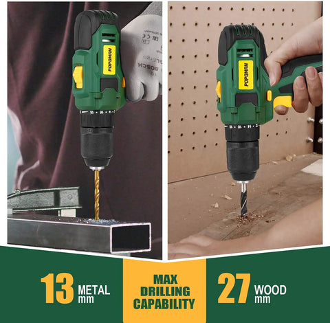 Cordless Drill Kit With 20V Max Power Half Inch All Metal Chuck 2.0Ah Lithium Battery With Fast Charger in metal and wood drilling