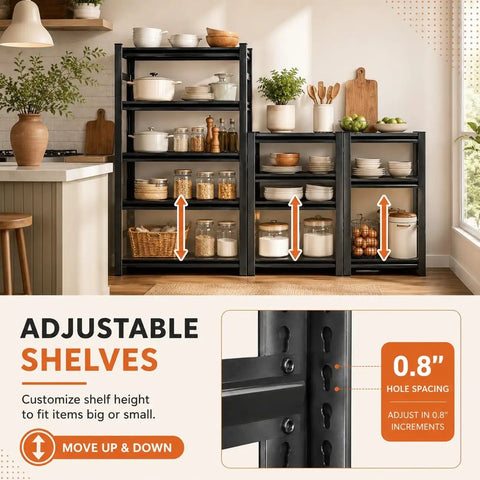 4 Tier Bolt Free Kitchen Storage Shelves With Adjustable Detachable Metal Tiers Heavy Duty Steel Shelving Unit