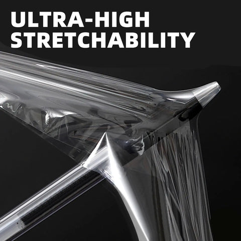 Ultra high stretchability of Heavy Duty Clear Stretch Wrap With Ergonomic Swivel Handles 5 Inch By 1000 Foot Rolls 80 Gauge Thick Cling.