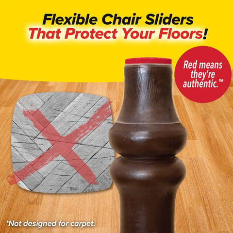 Image of Ruby Sliders Chair Leg Covers For Furniture Protect Hardwood And Tile Floors From Scratches Fits Most Leg Sizes And Shapes Easy On And Off Sliders 8 Pack Red Means Theyre Authentic And Built To Last protection feature.