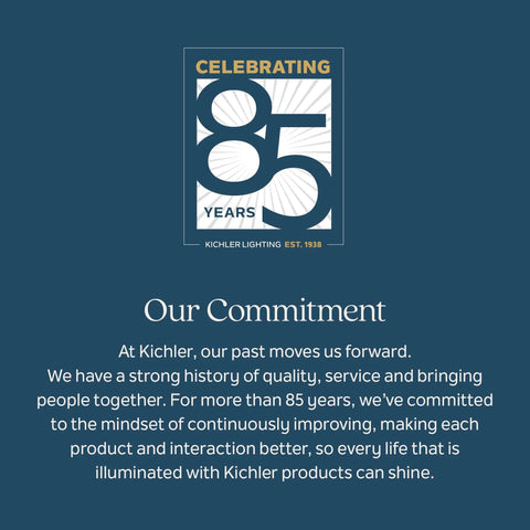 Celebrating 85 Years of Kichler Lighting, emphasizing a strong history of quality, service, and innovation in illumination.
