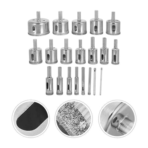 Grab This Killer 20 Pc Diamond-Coated Ceramic Tile Hole Saw Kit For Glass And Granite With Metal Round Design To Slash Vibration And Craft Super Smooth Holes For Your Home Renovation Projects That Totally Wreck! 20-piece diamond-coated hole saw set