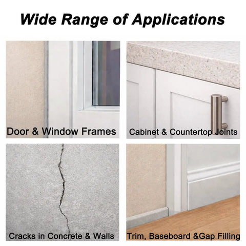 Image showing uses of Heavy Duty Quarter Inch Backer Rod EPDM Closed Cell Foam Caulk Saver for concrete cracks and window frames.