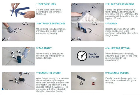 Step-by-step guide showing how to use White 1mm Tile Leveling System Tabs Pack Of 500 for perfect flat installs without lippage.