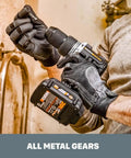 Person using Power Share 20V Cordless Hammer Drill With Brushless Motor And Half Inch Chuck Beastly Build For Tough Jobs