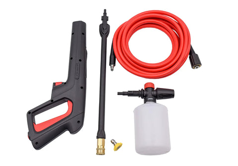 Electric Pressure Washer 1600 PSI 1.7 GPM Portable Cleaner for Cars, Siding, Driveways, and Patio with accessories shown