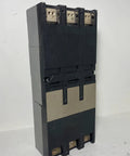 Heavy Duty Three Pole Jd Frame Circuit Breaker Rated At 350 Amps And Six Hundred Vac, vertical front view showing terminals.