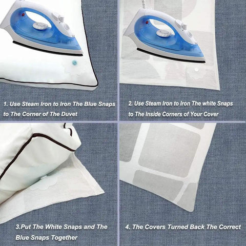 Iron On Duvet Snaps For Comforter Keeps Your Duvet In Place All Night 16 Pack Bed Clips Prevent Shifting Inside Duvet Covers Easy Install