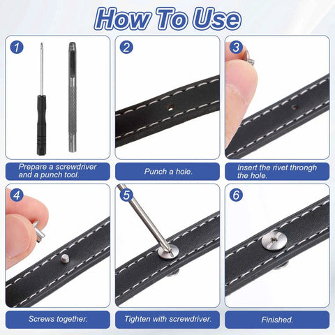How to use Kickass M3x4mm Chicago Screws 30 Piece Set Rust Resistant Stainless Steel with screwdriver and leather.