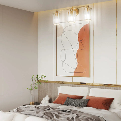 Gold Crystal Bathroom Vanity Light With Two Lights Dimmable E26 Socket Modern Vanity Fixture Perfect For Bathroom Or Powder Room