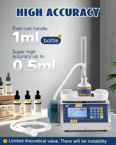 Straight Up Automatic Liquid Filler Machine With Digital Scale And Heavy Duty Peristaltic Pump for essential oil filling.