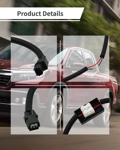 VCM Muzzler Harness Disable Kit for Honda 3.5L V6 showing plug-and-play connectors against a background of a red Honda vehicle