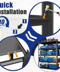 Heavy Duty Garage Shelving System 63 Inch Tall Adjustable Steel Standing Shelves assembly instructions and loaded shelves