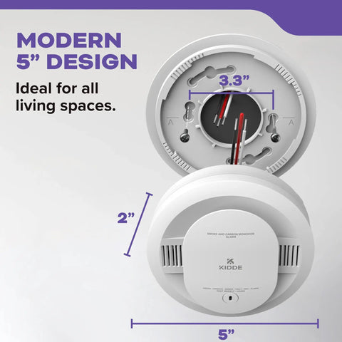 Premium Smoke And Carbon Monoxide Detector Hardwired With Aa Battery Backup 3 Pack featuring 5 inch modern design and size details.