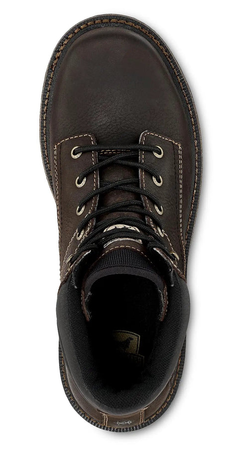 Top view of Kittson 6 Inch Steel Toe Work Boot For Men Brown Leather Slip Resistant Outsole Electrical Hazard Rated ASTM F2413 18 Compliant Size 10 D Medium All Day Comfort.