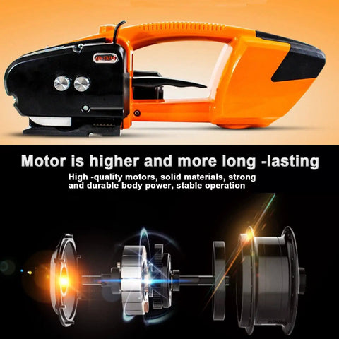 Slick Hand Held Electric Strapping Machine For Pp And Pet showing high-quality motor and design for efficient operation.