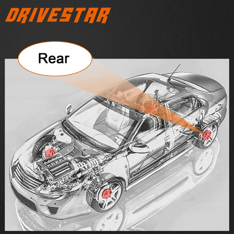 Diagram of a car highlighting the rear wheel hub bearing position for Honda CR-V with ABS, showing installation location.