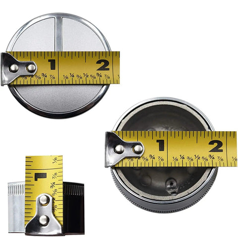 Gas Range Burner Control Knob Replacement, Model Specific, 2 Pack, Easy Install, 1-7/8 Inch Stainless Knobs with tape measure