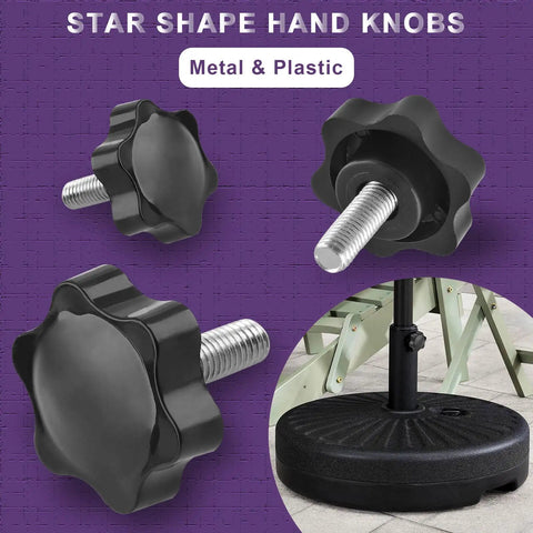 Premium M8 X 20mm Male Threaded Star Knobs Two Pack Heavy Duty Quick Grip Thumb Screws For Nifty Diy Fixes And Straightforward Home Updates No Sweat Installation Solid Mounting Hardware For Every Craft Project, featuring star-shaped knobs with metal threads.